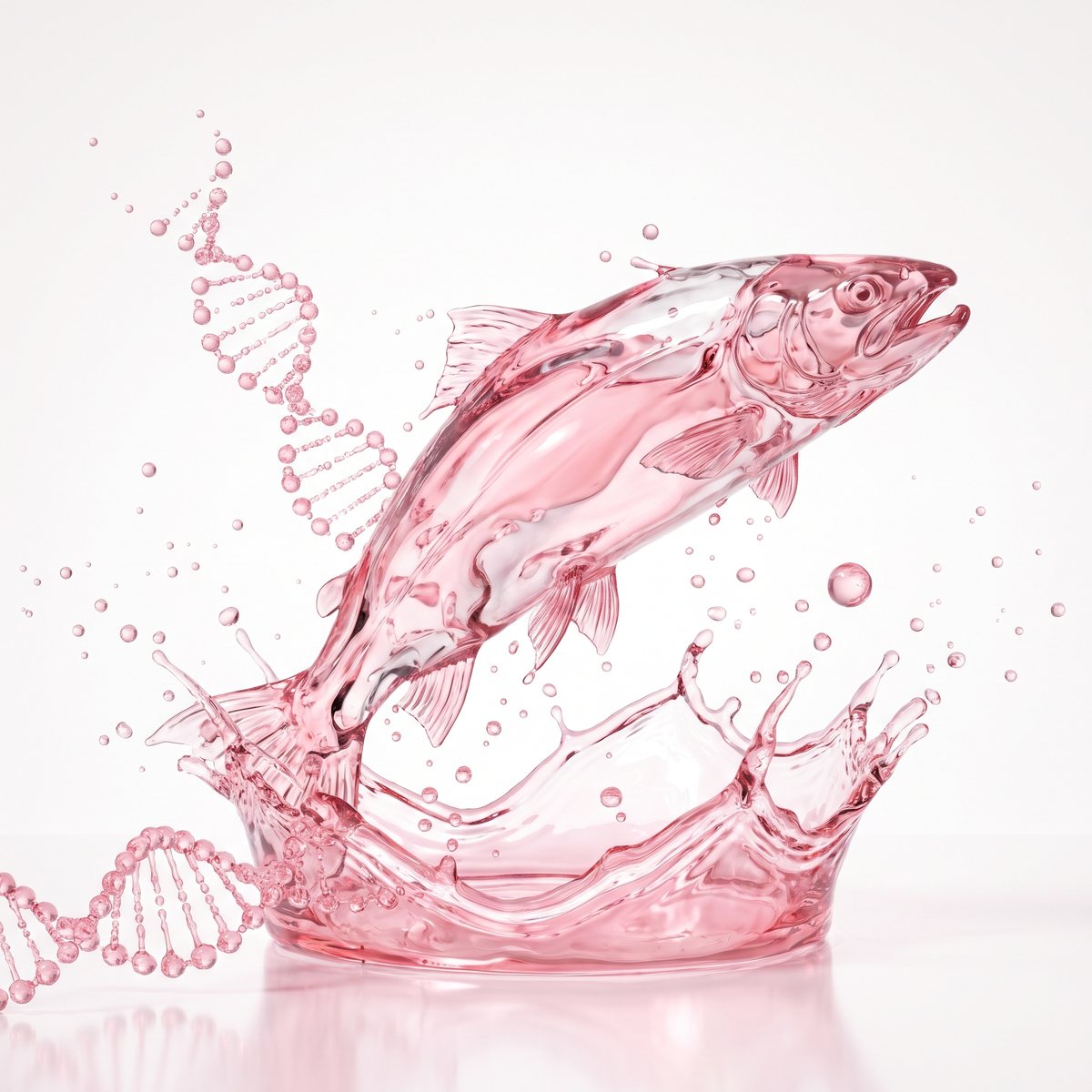 Lachs aus Flüssigkeit, der in eine DNA-Spirale übergeht